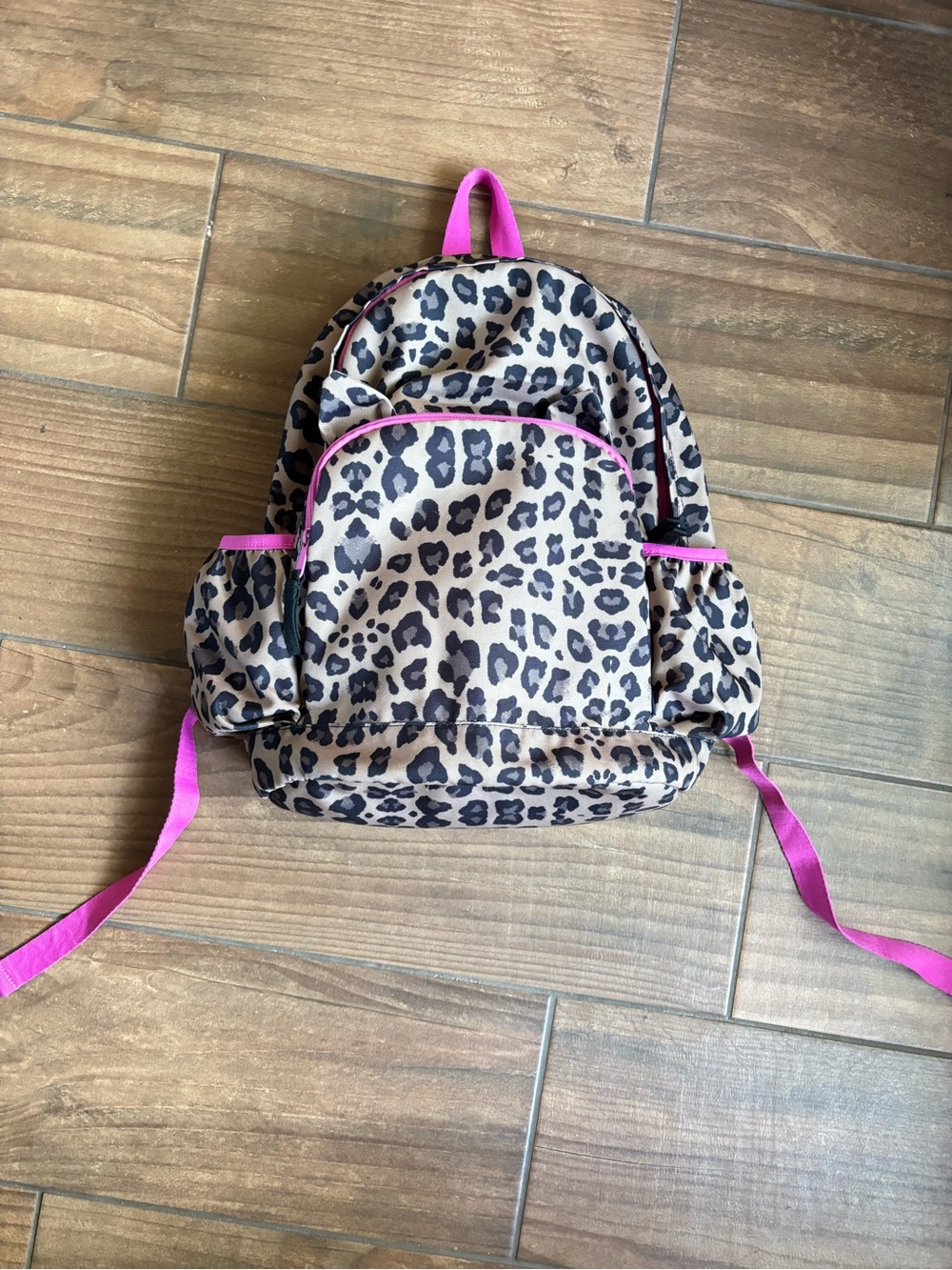 Gap Leopard Print Backpack Pink Trim Animal Print School with Cat Ears